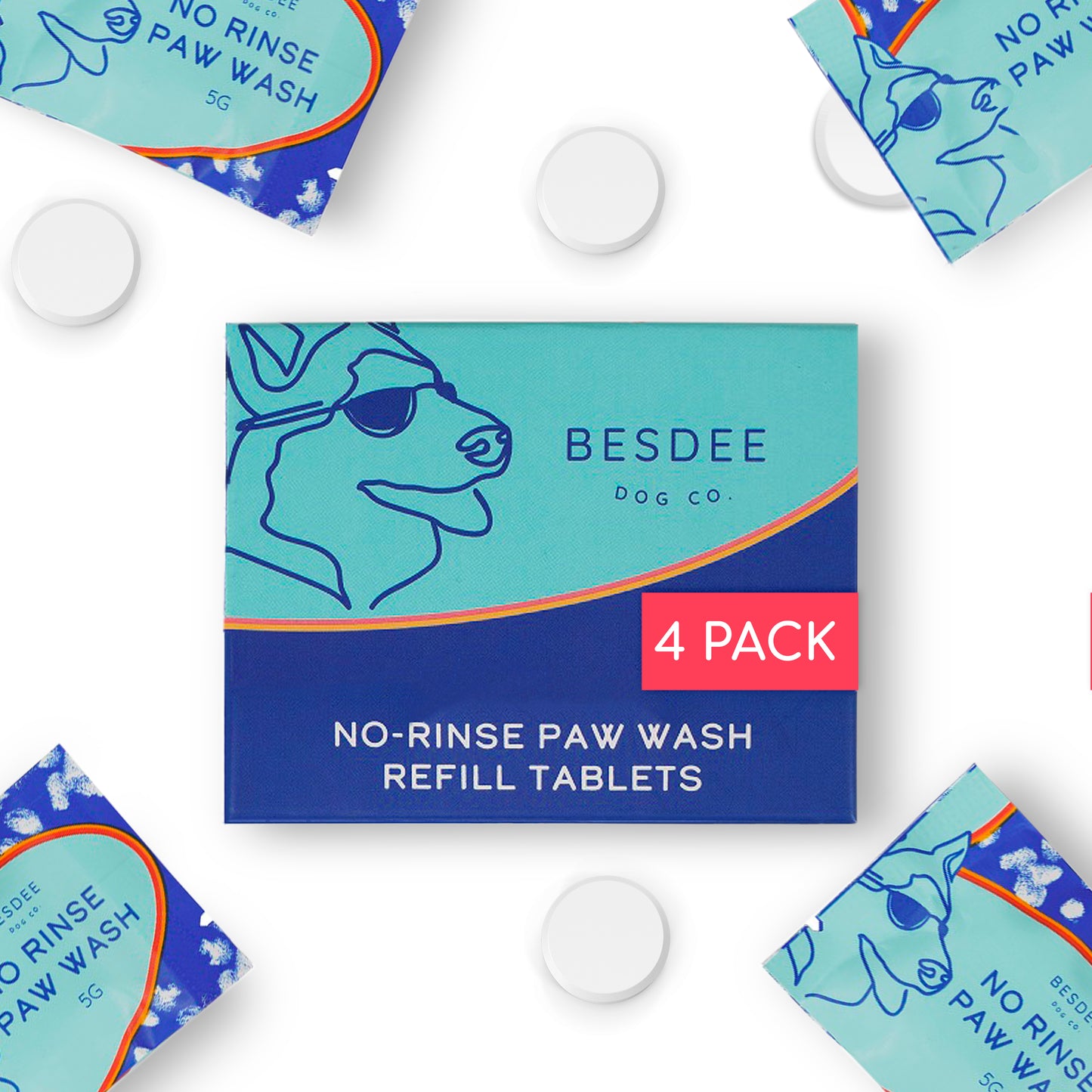 Dog Paw Cleaner. No-Rinse, Puppy Paw Wash - Gentle, Safe, Fragrance-Free, pH Balanced & Deep Cleaning. Earth Friendly Tablets. Safe for All Dogs - Small, Medium, and Large.
