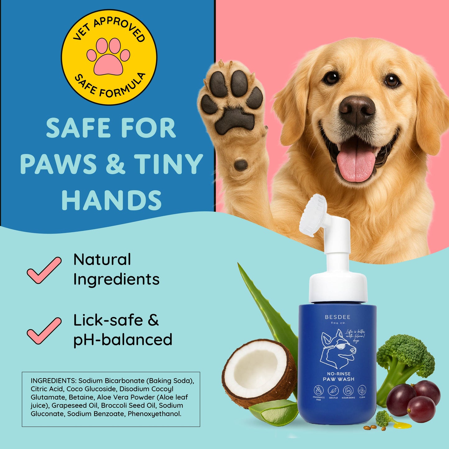 Dog Paw Cleaner. No-Rinse, Puppy Paw Wash - Gentle, Safe, Fragrance-Free, pH Balanced & Deep Cleaning. Earth Friendly Tablets. Safe for All Dogs - Small, Medium, and Large.
