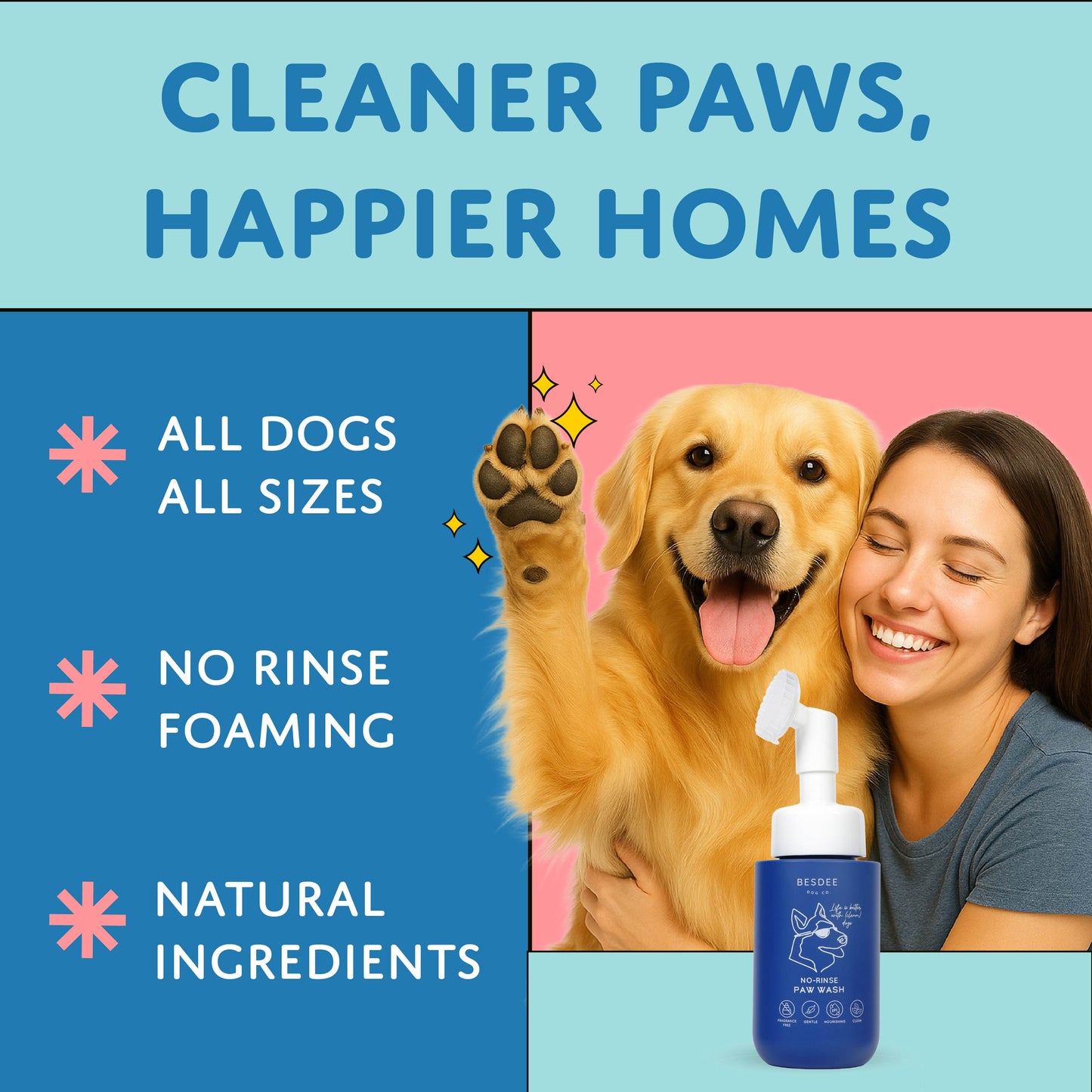 Dog Paw Cleaner. No-Rinse, Puppy Paw Wash - Gentle, Safe, Fragrance-Free, pH Balanced & Deep Cleaning. Earth Friendly Tablets. Safe for All Dogs - Small, Medium, and Large.