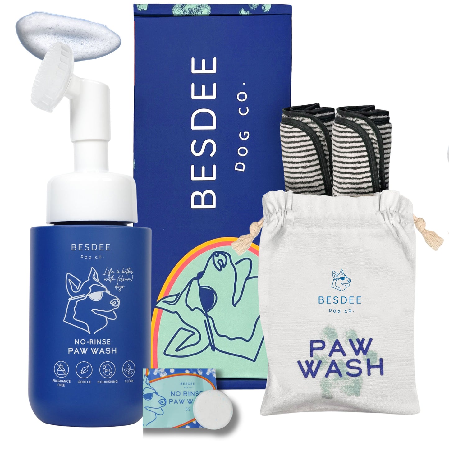 Dog Paw Cleaner. No-Rinse, Puppy Paw Wash - Gentle, Safe, Fragrance-Free, pH Balanced & Deep Cleaning. Earth Friendly Tablets. Safe for All Dogs - Small, Medium, and Large.