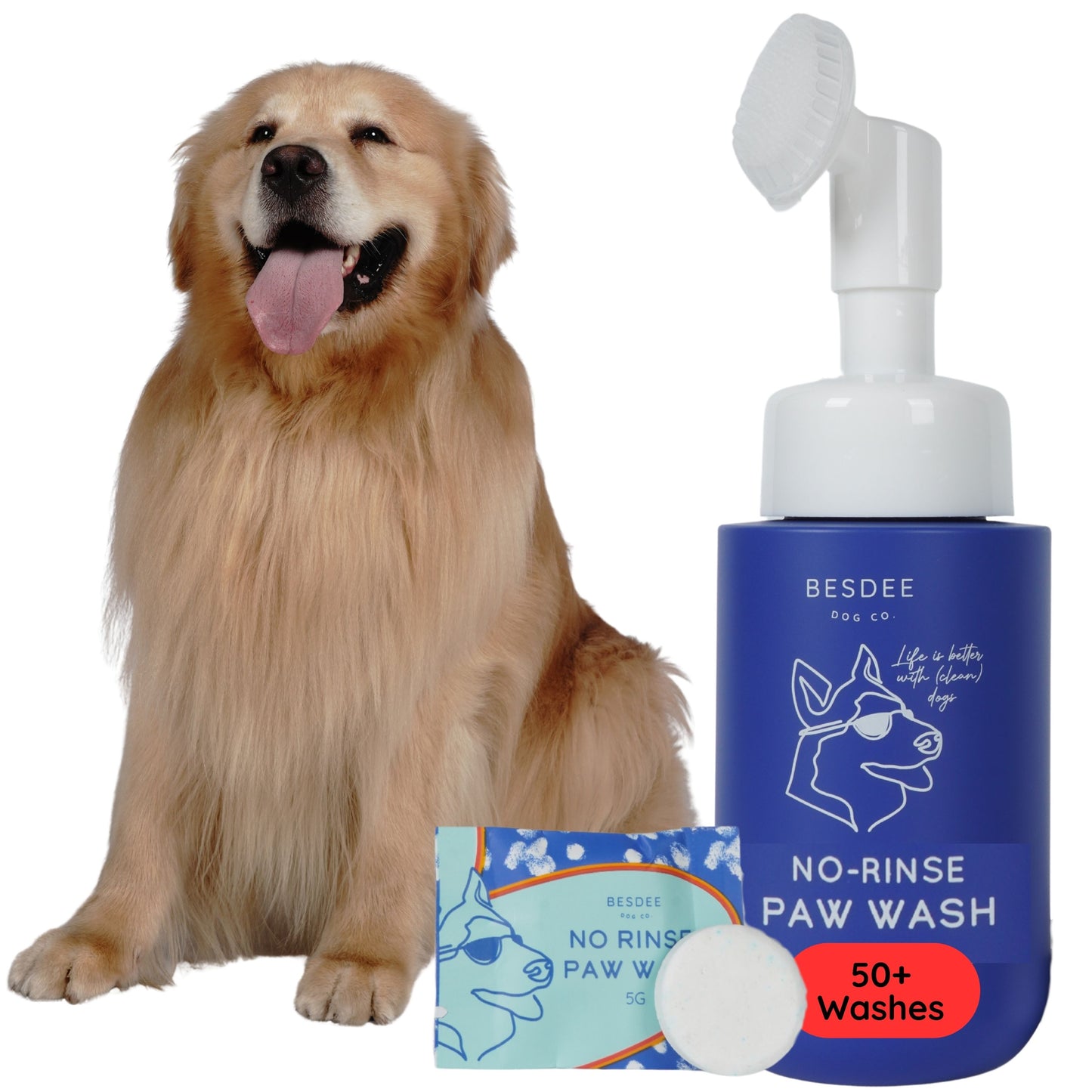 Dog Paw Cleaner. No-Rinse, Puppy Paw Wash - Gentle, Safe, Fragrance-Free, pH Balanced & Deep Cleaning. Earth Friendly Tablets. Safe for All Dogs - Small, Medium, and Large.