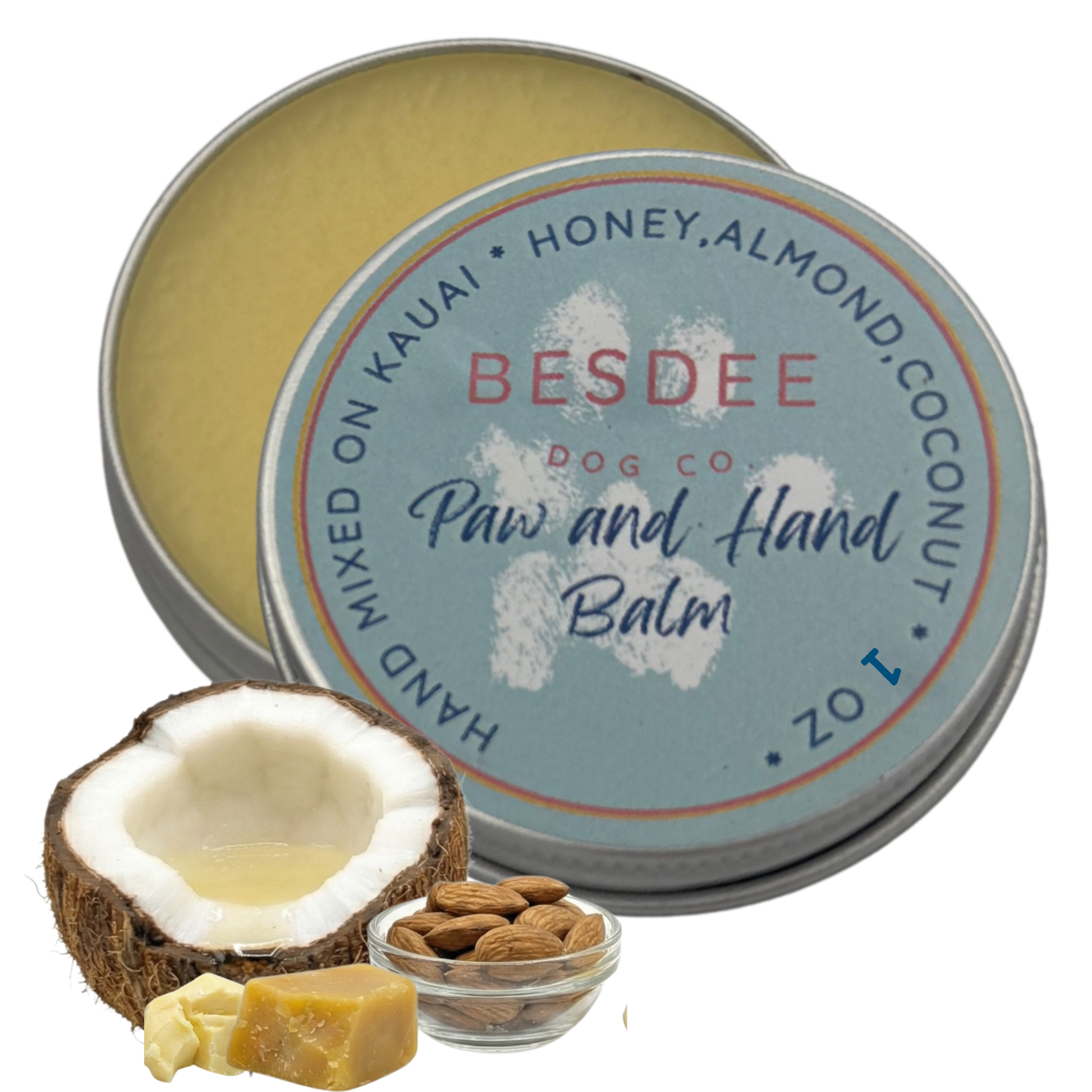 Besdee Paw and Hand Balm tin - natural dog paw balm with Kauaʻi beeswax