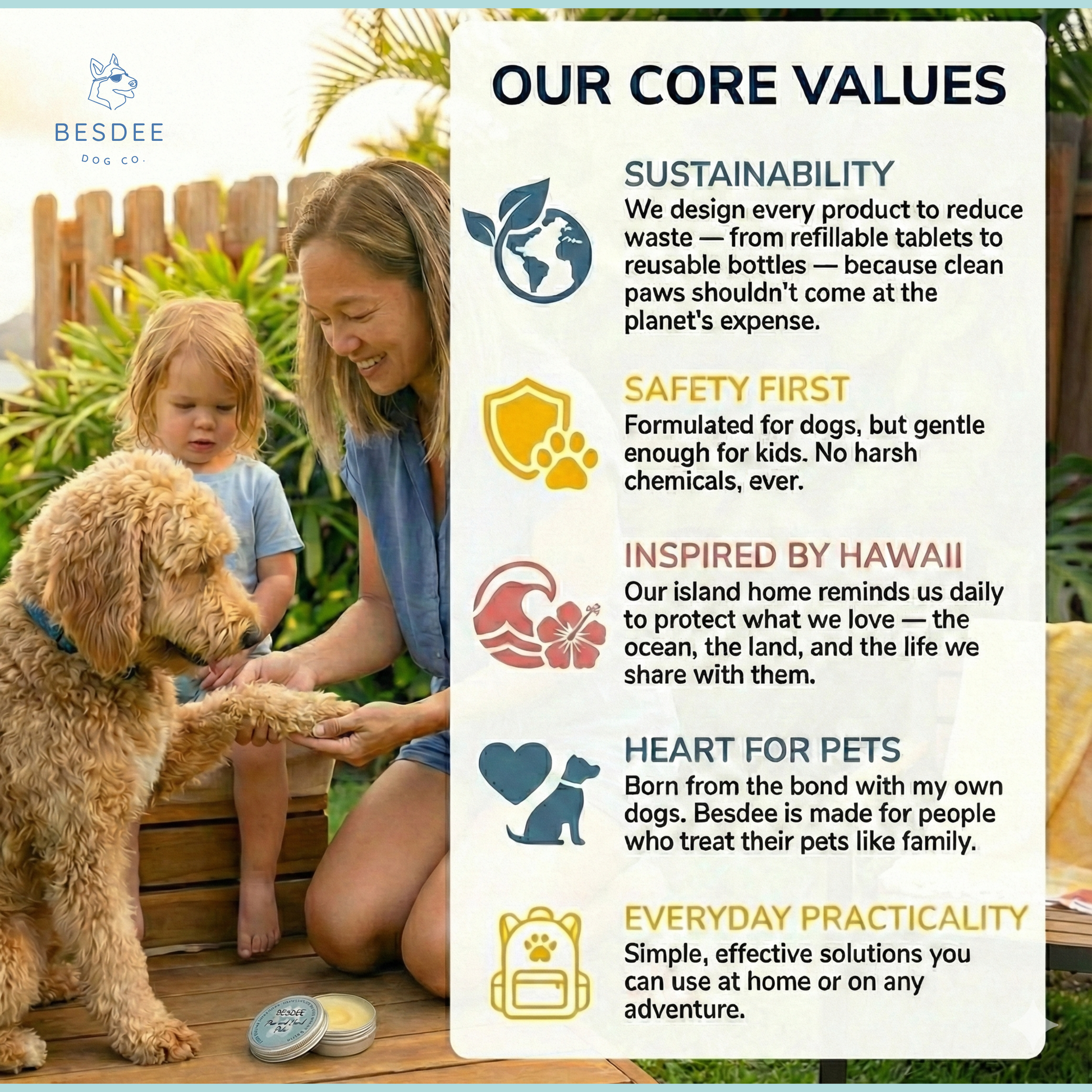 Besdee natural paw balm - free from synthetic additives, safe for dogs and people